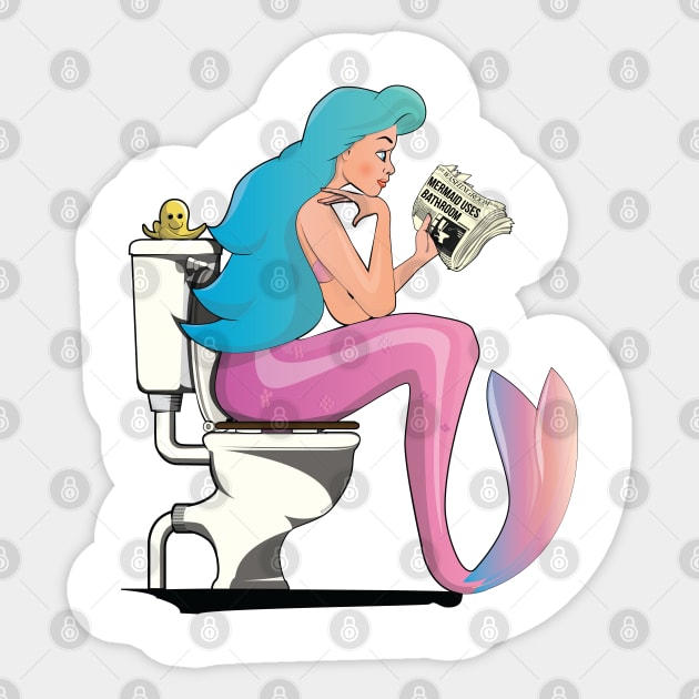 Mermaid on the Toilet Sticker by InTheWashroom